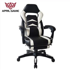 Черно-бял геймърски стол April Game с поставка за крака Y-2418